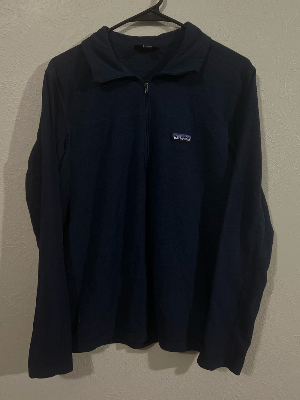 Men’s Patagonia Micro D 1/4 Quarter Zip Fleece Pullover Navy Blue size Small